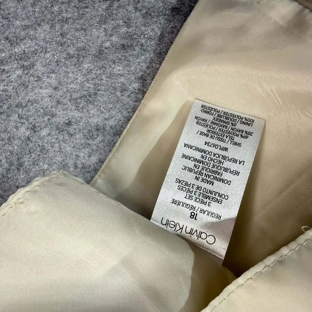Calvin Klein Slim Fit Stretch 3-Piece Suit in Natural Linen